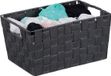 Merkloos Relaxdays Opbergmand - Gevlochten - Met Handgrepen - Multifunctionele Mand voor Rekken - Kunststof - 15,5x31x20,5 cm - Grijs