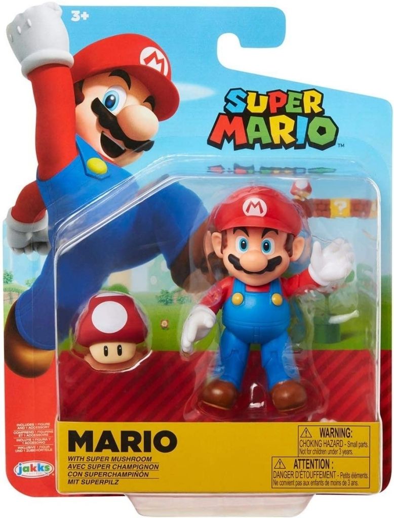 Jakks Pacific Super Mario Action Figure - Mario with Super Mushroom - 0192995405578