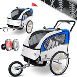 Fietskar kind - fietsaanhanger - 2-zits - veerdemping - blauw