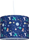 Merkloos / Sans marque Relaxdays Hanglamp Kinderkamer, Ruimteprint, HxØ: 155 x 35 cm, Ronde Kinderlamp, Meisjes & Jongens, Babykamer, Kleurrijk