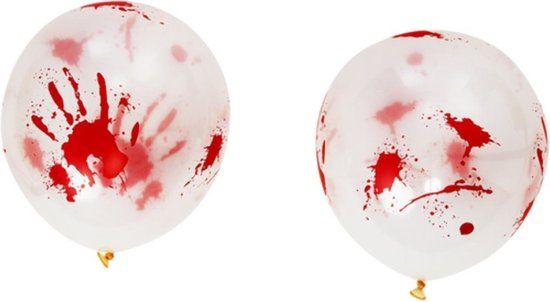 Smiffys Bloody Balloons, 30cm Halloween Decoratie - Transparant/Rood