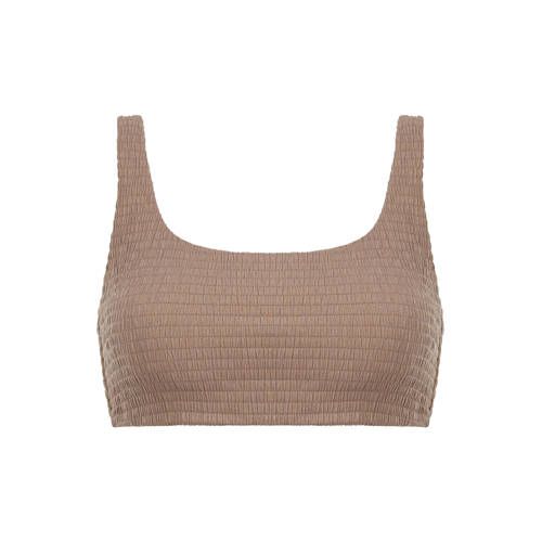 Annadiva Swim Voorgevormde Crop Bikinitop Sparkling met Lurex Taupe
