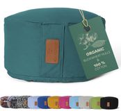 #DoYourYoga - Yoga kussen - »Vishnu« - rond meditatiekussen met bio-organische boekweit schalen vulling - H:15cm, diam.30cm - donkergroen