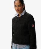 Superdry Slouchy Kabeltrui Dames Katoen Donker Antracietgrijs