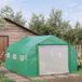 Serre de jardin tunnel 3,5 x 3 x 2 m - 6 ouvertures avec fermeture éclair et porte enroulable - Acier galvanisé, PE haute densité, couleur verte