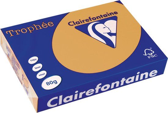 Clairefontaine Trophée gekleurd papier, A4, 80 g, 500 vel, mokkabruin 5 stuks