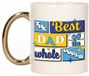 Bellatio Decorations Cadeau koffie/thee mok - de beste pap - van de wereld - goud - 300 ml - keramiek