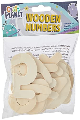 Craft Planet 20-delige natuurlijke houten nummer, Beige