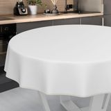 Afwasbaar Wasdoek Tafelkleed, Afwasbaar Tafelzeil, Tuintafelkleed voor Binnen en Buiten, Rond, 100 cm, met Zoom, Wit