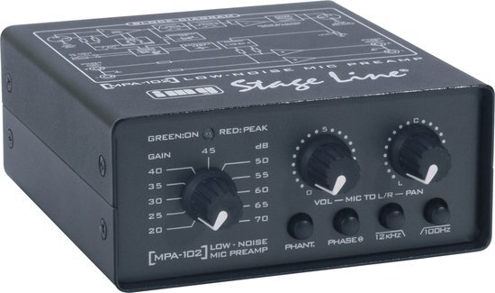 IMG STAGE LINE IMG STAGELINE MPA-102 1-kanaal MicAmp +24v/SterLine I/O Low/Hi Cut - Studio preamps