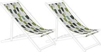 Beliani Set van 2 ligstoelen vervangende stoffen bladeren patroon veelkleurig Anzio / Avellino