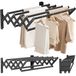 Porte-serviettes mural - Extensible - Acier inoxydable - 7 barres - Noir
