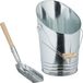Relaxdays pelletemmer met schep, 10 liter, kolenkit, openhaard accessoire, pelletemmer met hengsel, zilver-natuur