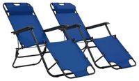 Ensemble de 2 chaises longues pliantes avec repose-pieds et appui-tête