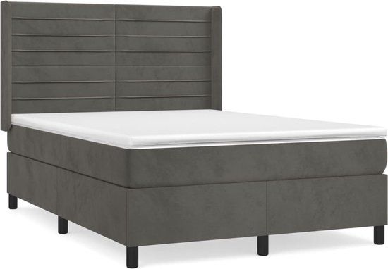 vidaXL Boxspring met matras fluweel donkergrijs 140x200 cm