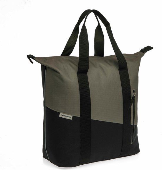 New Looxs Oslo Kota - Enkele Fietstas voor Dames - Shopper met Rits - 24 Liter - Black-Green