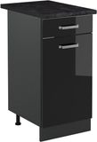 Vicco Keukenonderkast R-Line, Zwart hoogglans/Antraciet, 40 cm antraciet werkblad
