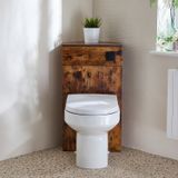 Hudson Reed WC-Ombouw Hoekmontage Moderne Donker Eik met Reservoir, Covelly Staand Toilet en Zwarte Spoelknop | Cluo