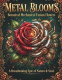 Metal Blooms: Botanical-Mechanical Fusion Flowers: A Steampunk Coloring Book for Adults