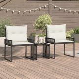 vidaXL Bank Loungeset 2 zitplaatsen Zwart en Crèmewit Polyrattan