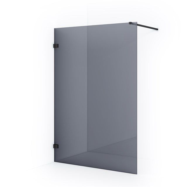Maxaro Inloopdouche Diamond 140cm 8mm Rookglas Zwart Chroom