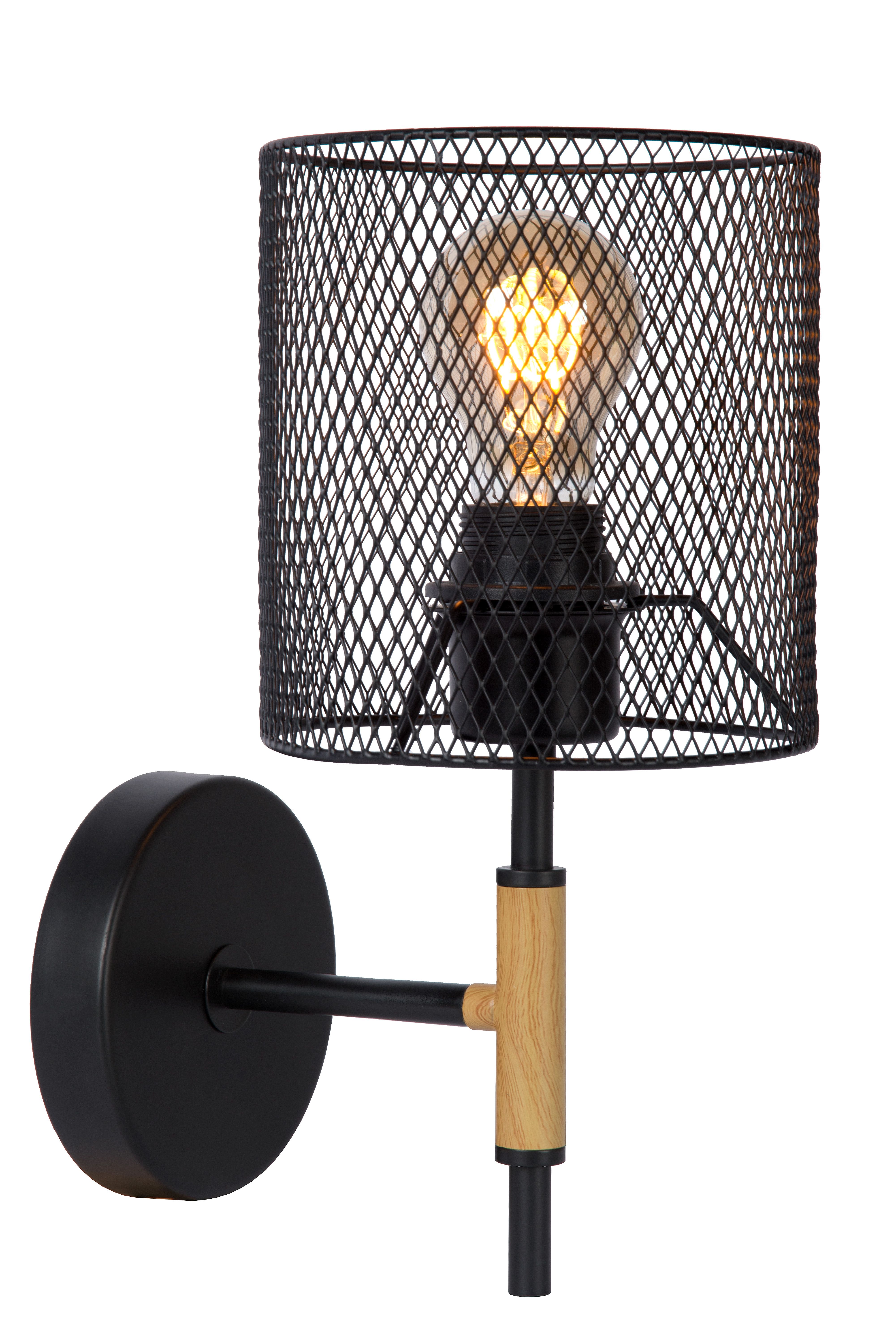Lucide BASKETT Wandlamp - 1xE27 - Zwart - Metaal - 2020