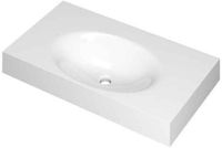Wastafel INK Smooth Wastafel Polystone Centraal Zonder Kraangat - 800x450x90 mm - Glans Wit