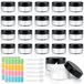 AiQInu 20 stuks 30 ml reiscontainers, transparante reiscrèmecontainers, cosmetische plastic potten met 6 schrapers, 48 stickers, lege cosmetische containers