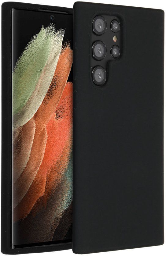Accezz Liquid Silicone Backcover voor de Samsung Galaxy S22 Ultra - Zwart