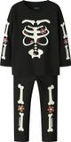NAME IT NMNOWINA NIGHT SET Unisex Pyjamas Lange mouw Logo Biologisch katoen Elastaan Zwart 98