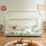 en.casa Kinderbed Hesel huisbed met uitvalbeveiliging 120x200 cm mint