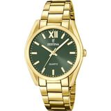 Festina Dameshorloge F20640/4 Goudkleurig Groene Wijzerplaat Staal