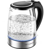 MegaWise Elektrische waterkoker, 1,8 l, borosilicaatglas, theeketel met ledlicht, automatische uitschakeling en droogkookbeveiliging, draadloze waterkoker, snel koken