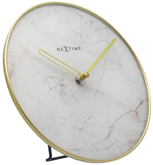 NeXtime Marble Tafelklok wit, goud glas, metaal 20cm