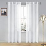 DWCN Gordijnen in linnenlook, semi-transparant gordijn met oogjes voor woonkamer, eetkamer, 132,1 x 213,4 cm, set van 2 panelen