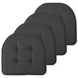 Sweet Home Collection Stoelkussen traagschuim pads getufte slip antislip rubberen rug U-vormige 43 cm x 40 cm stoelhoes, 4 stuks (Pack van 1), houtskoolgrijs