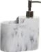 Item International ITEM Zeeppompje met keuken organizer - marmer look - 2 vakken - wit/zilver - polyresin - 15x8x18 cm