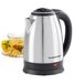 GOURMETmaxx Bouilloire en acier inoxydable (1,8 L, 1500 W, base rotative à 360°) – Argent/Noir