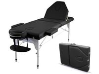 QUIRUMED Elite Aluminium Inklapbare Massagetafel, 186 x 66 cm, Zwart