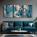 Moderne Bleu Bloem Muurschildering Set voor Woonkamer Decoratie