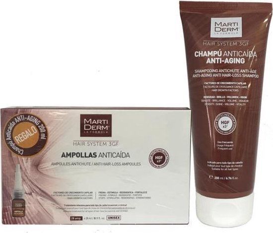Martiderm Hair System Anti-hair Loss Kit - 28 Ampoules + Shampoo 20ml - Unisex