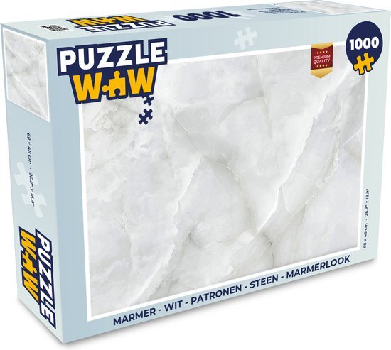 MuchoWow Puzzel Marmer - Wit - Patronen - Steen - Marmerlook - Legpuzzel - Puzzel 1000 stukjes volwassenen - Sinterklaas cadeautjes - Sinterklaas voor grote kinderen