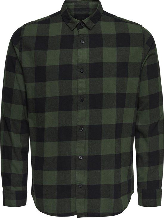 ONLY & SONS ONSGUDMUND LS CHECKED SHIRT NOOS Men's Shirt - Size L - Forest Night