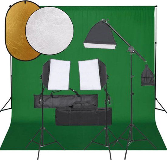 vidaXL Fotostudioset met verlichtingsset, achtergrond en reflector