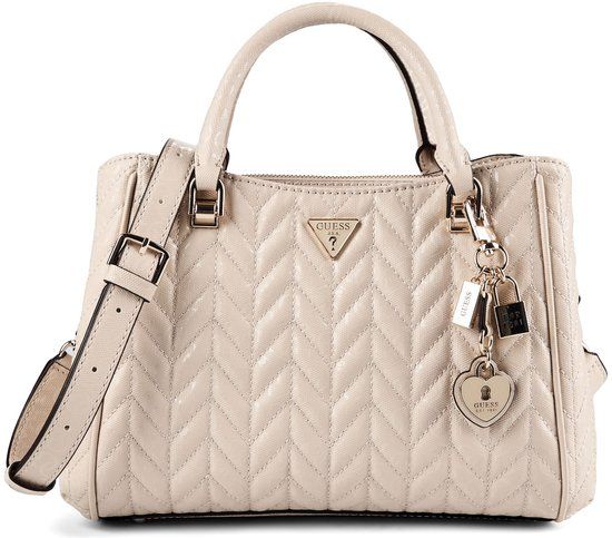 GUESS Stacey Girlfriend Satchel Handtas Light Beige