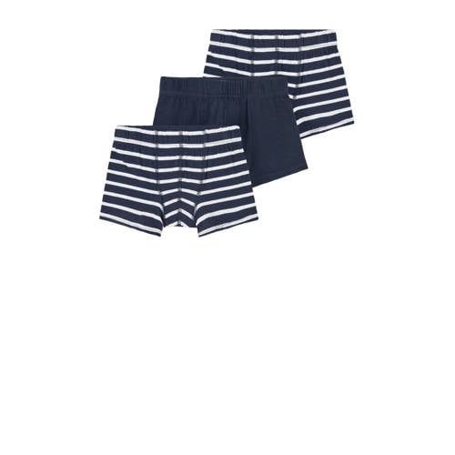 NAME IT KIDS boxershort NKMTIGHTS - set van 3 donkerblauw/wit
