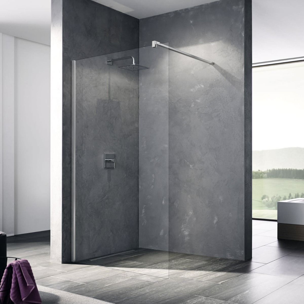 Badkamerplanet Inloopdouche 60x200 cm Anti Kalk met RVS Profiel Veiligheidsglas 10 mm