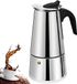 Unyqoos® Cafetière italienne inox 100 ml – Cafetière pour la maison et le camping, adaptée aux cuisinières à gaz, à induction et de camping, avec soupape de sécurité