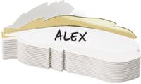 PartyDeco Naamkaartjes / plaatskaartjes veer - Bruiloft - wit / goud - 20x stuks - 10 x 3 cm