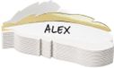 PartyDeco Naamkaartjes / plaatskaartjes veer - Bruiloft - wit / goud - 20x stuks - 10 x 3 cm